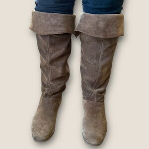 Jessica Simpson Brown Suede Knee-High Boots with Buckle Fall Autumn Size 9.5